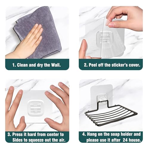 Image of Sulfar Soap Dish Holder,Self Adhesive Wall Mounted Soap Sponge Holder Stainless Steel Storage Saver Rack for Home Kitchen Bathroom Shower (Silver)