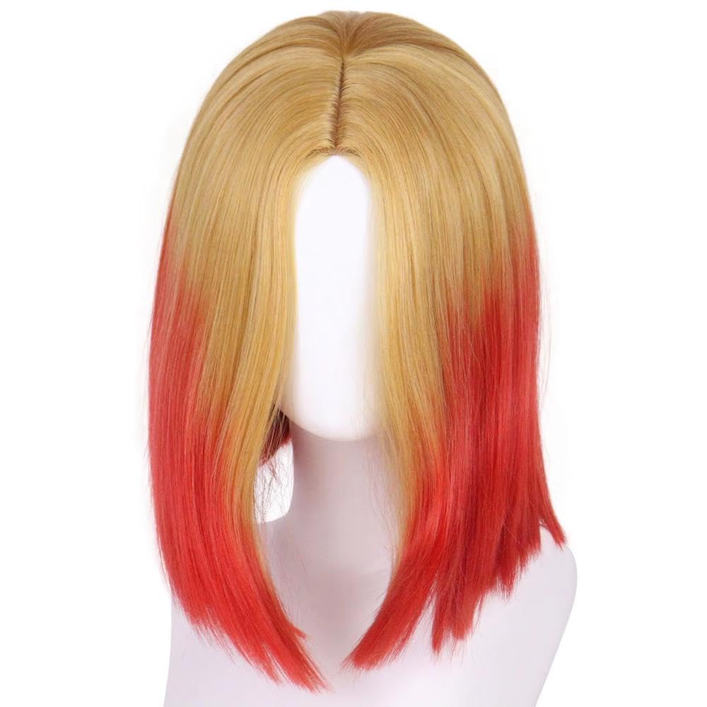 Haarpflege Kurze Bob-Perücken Blond Bis Rot Lace-Front-Perücke Mittlerer Teil Farbverlaufsperücke Für Cosplay-Party