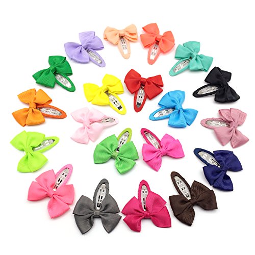 Elesa Miracle Baby Girl Hair Clips Toddlers Infants Kids Hair Bow Grosgrain Ribbon Snap Clips Barrettes (20pcs Bow Clips)
