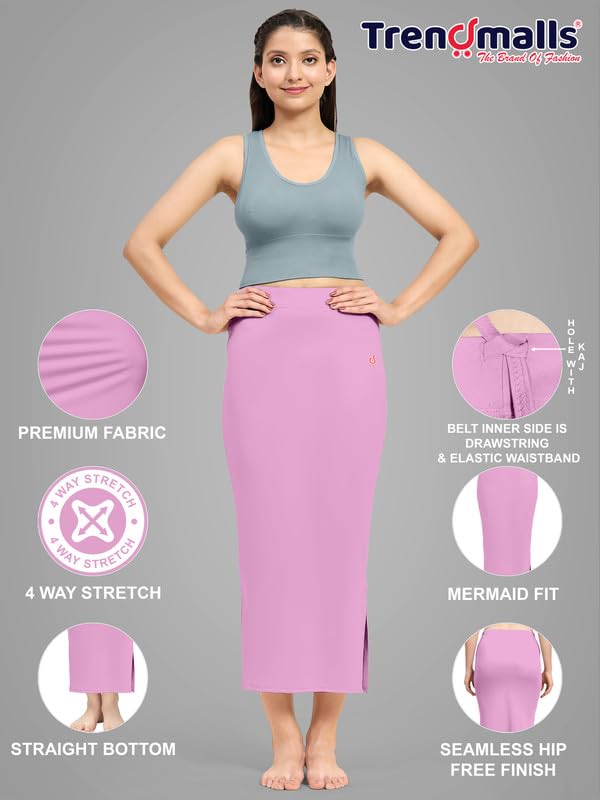 Image of TRENDMALLS Women's Polyester Spandex Stretchable Straight Saree Shapewear Petticoat for Women, Cotton Blended, Skirts for Women, Saree Shaper