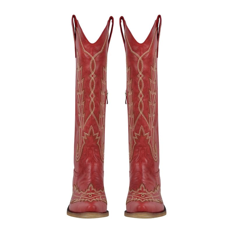 sexytag Cowboy Boots for Women Knee High Cowgirl Boots Wide Calf Embroidered Western Boots3
