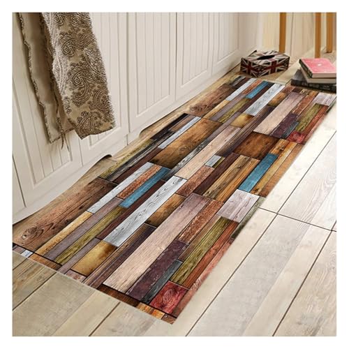Alfombra de pasillo larga 120D madera con base de alta adherencia 3
