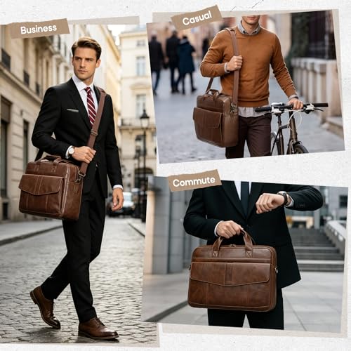 Maletín messenger para hombre RAINSMORE 16" piel PU miniatura 2