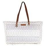 Reißverschluss Myra Bag Snowy Upcycled Baumwollteppich & Leder Weekender Bag S-1597