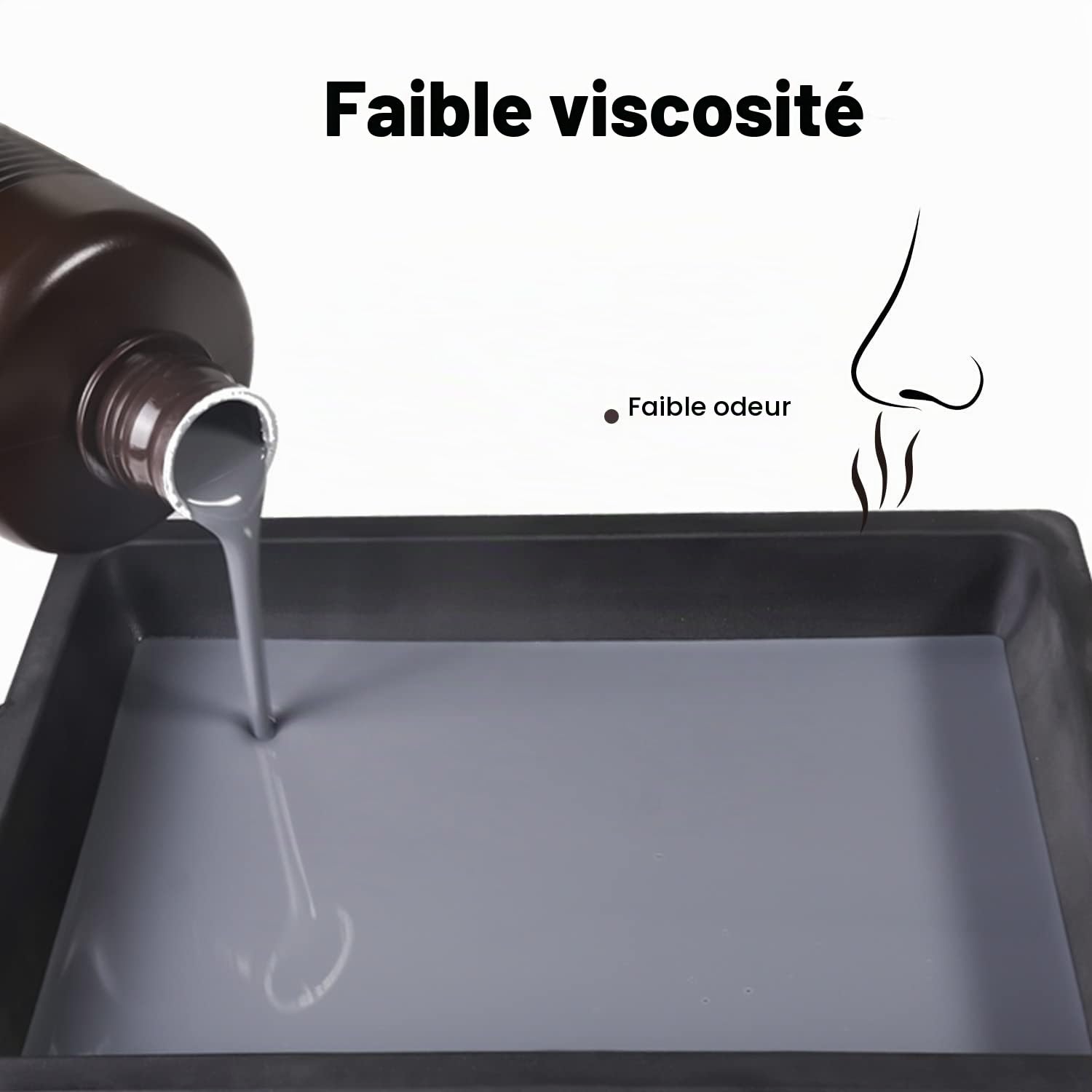 JAMG HE 10K Standard Plus Résine pour LCD DLP SLA 405nm Haute Précision & Faible Rétrécissement Résine UV Photopolymère Standard Convient pour Imprimantes LCD 2K/4K/6K/8K/12K (Gris)