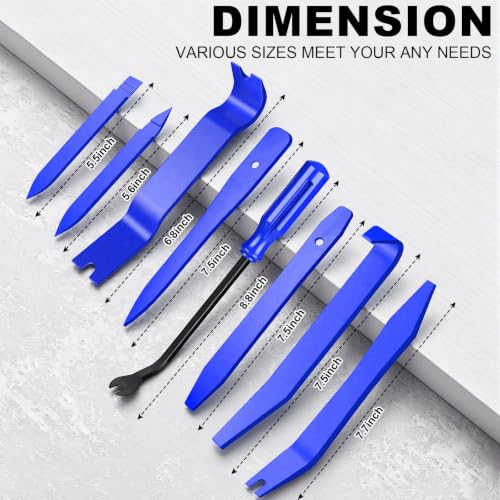 Image of 16Pcs Car Trim Removal Tool Set, Fastener Removal Tool with Stem Caps, Blue