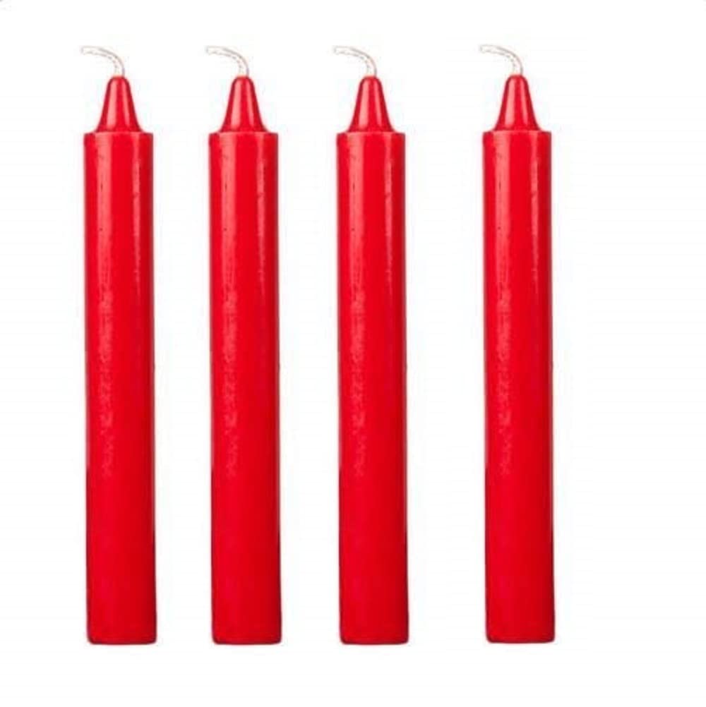 Taper Candle for Dinner Table Decor | 10 Inch Tall | Burn time Upto 7 Hours | Red Set of 4