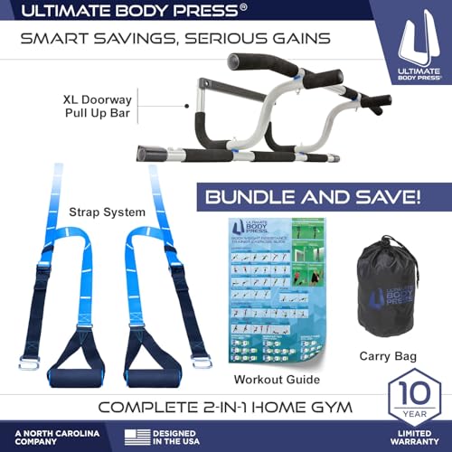 Image of Ultimate Body Press XL Doorway Pull Up bar with Elevated bar & Adjustable Width