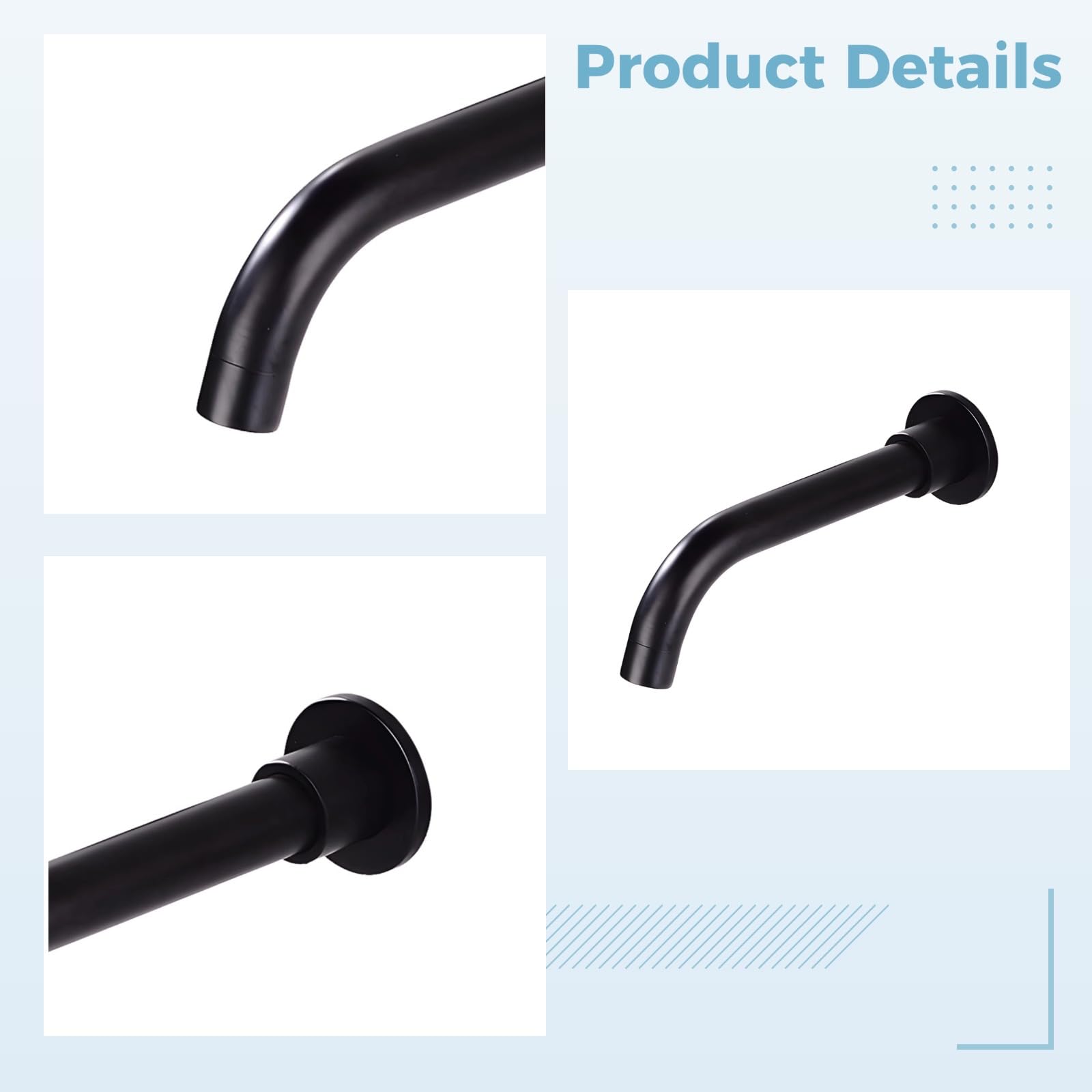 Grifo de baño de montaje en pared negro, grifo de 3 agujeros con dos asas, grifo de latón negro mate, diseño de doble asa, 26 x 21 x 7 cm