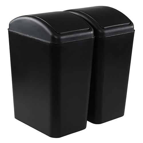 Bote de basura de 16 L con tapa giratoria, cubo de basura de plástico para cocina, 2 paquetes