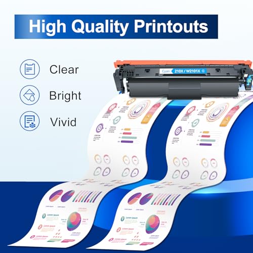 Image of 210X Toner Cartridges 4 Pack High Yield Compatible Replacement for HP 210X 210A 210 Toner for HP Color Laserjet Pro MFP 4301fdw 4301fdn Pro 4201dn 4201dw Printer Ink W2100X W2100A (B /C /M /Y, With Chip)