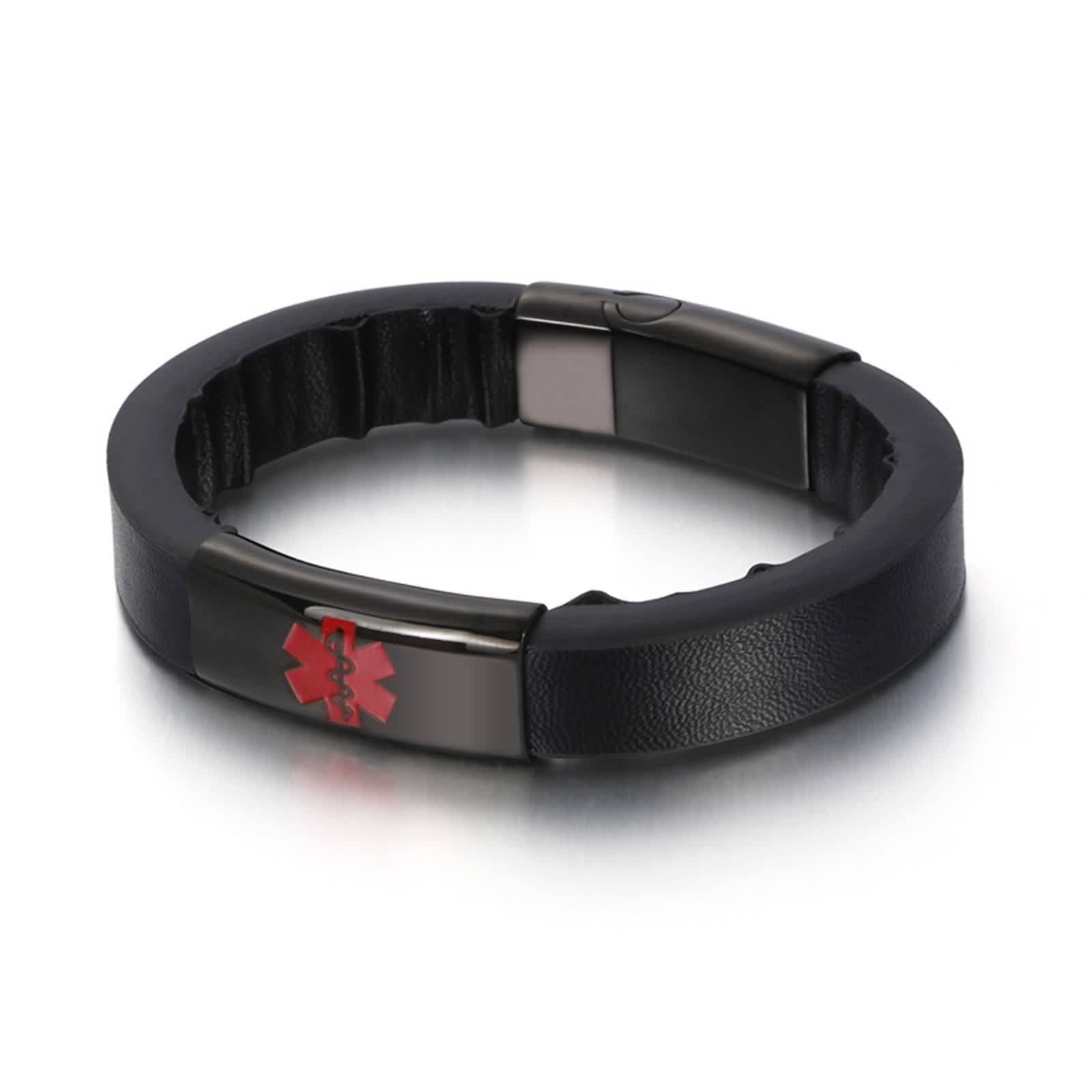 Bracelet Acier, Bracelet Cuir Jeune Homme Acier Inoxydable Logo Médical Cool Mode Bijoux Cadeau