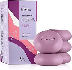 Natura Sabonete em Barra Puro Vegetal Ameixa e Flor de Baunilha Tododia - 5un de 90g