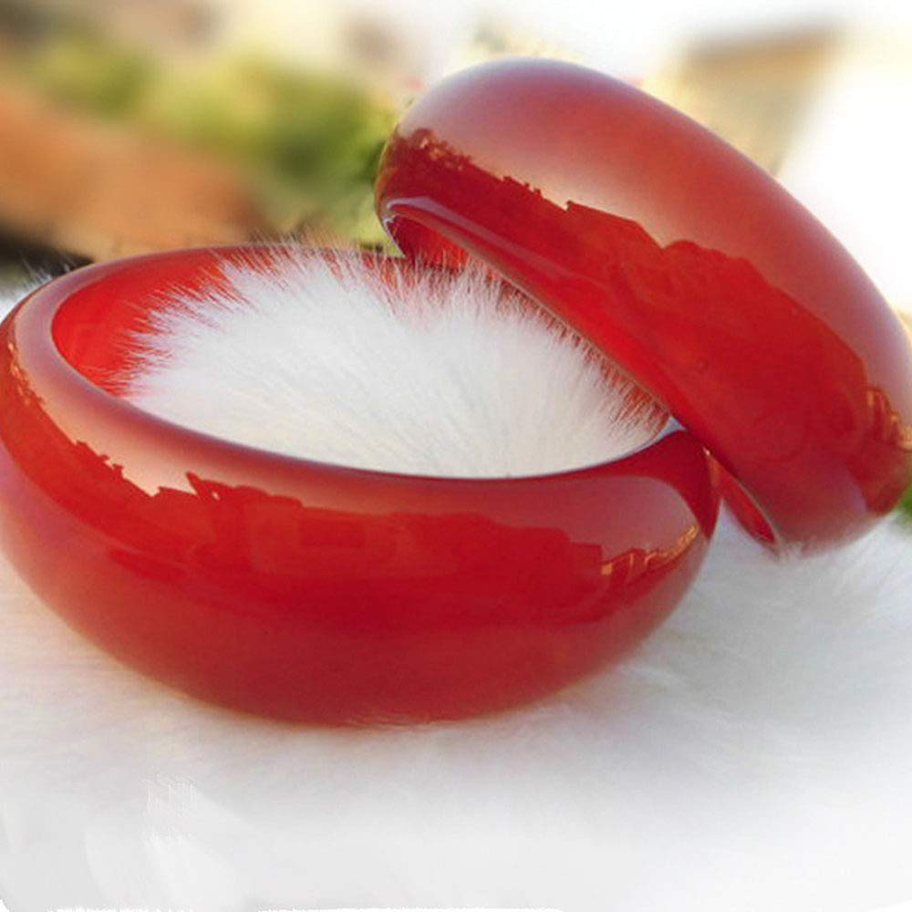 Braccialetto di Giada, Braccialetto Cinese, Braccialetti di Giada Rossa Naturale per Le Donne, Braccialetto di Giada di Agata Rossa con Scatola(60mm