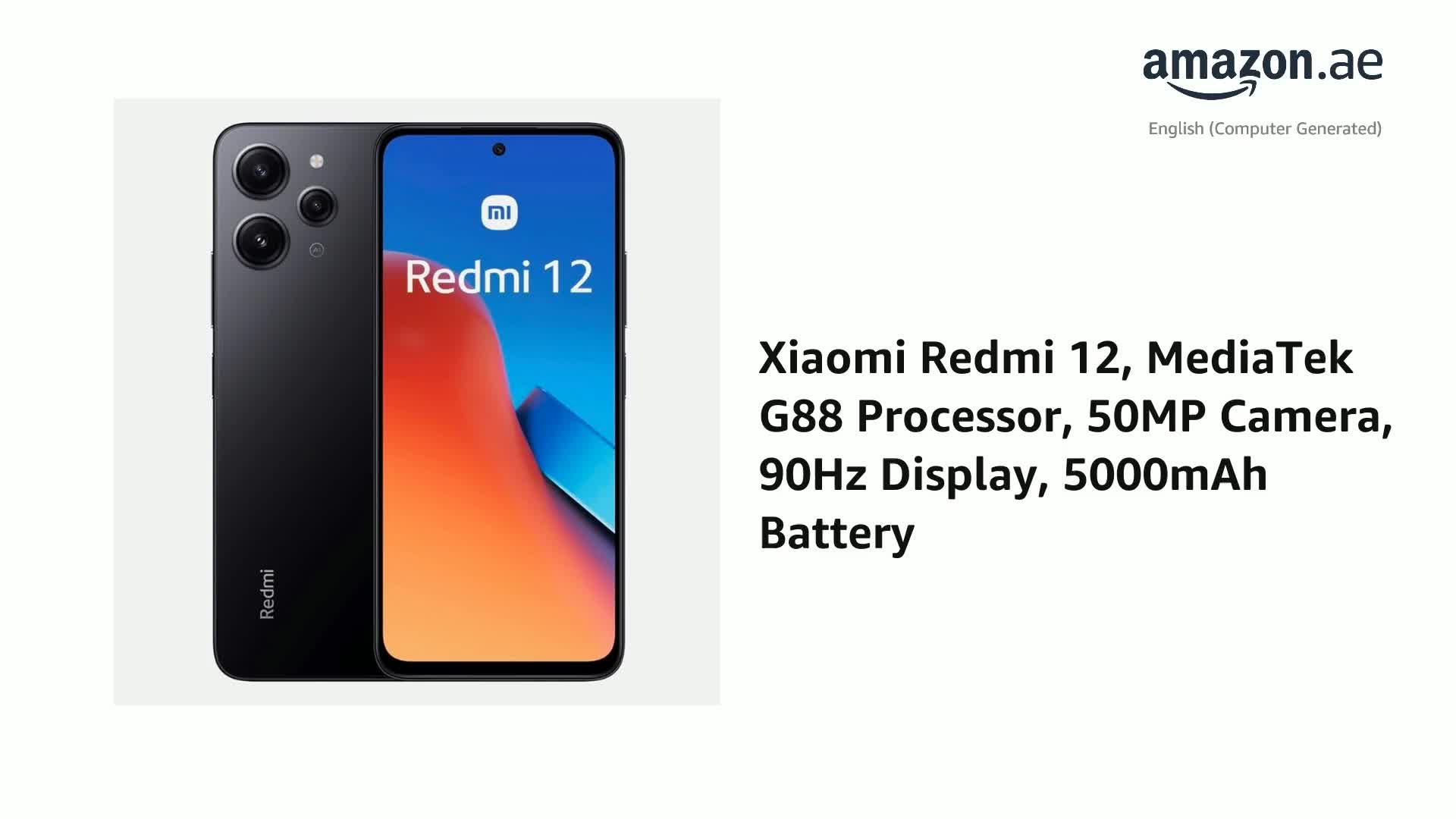 Xiaomi Redmi 12 (Midnight Black 8GB RAM, 256 Storage) - MediaTek