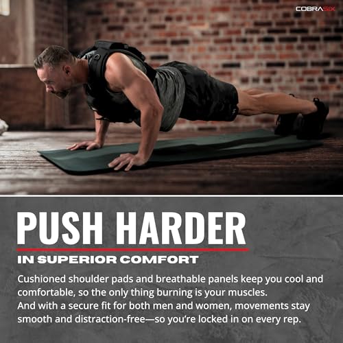 Image of COBRASIX Weighted Vest for Men | Adjustable Weight Vest with Removable Iron Weights | Heavy Duty Workout Vests for Walking, Running, CrossFit, Strength Training, Rucking & Calisthenics | 35lbs & 44lbs