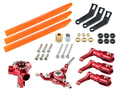 MICROHELI CNC AL/Plastic Triple Orange Blade Conversion Set (RED) - Blade 130 S
