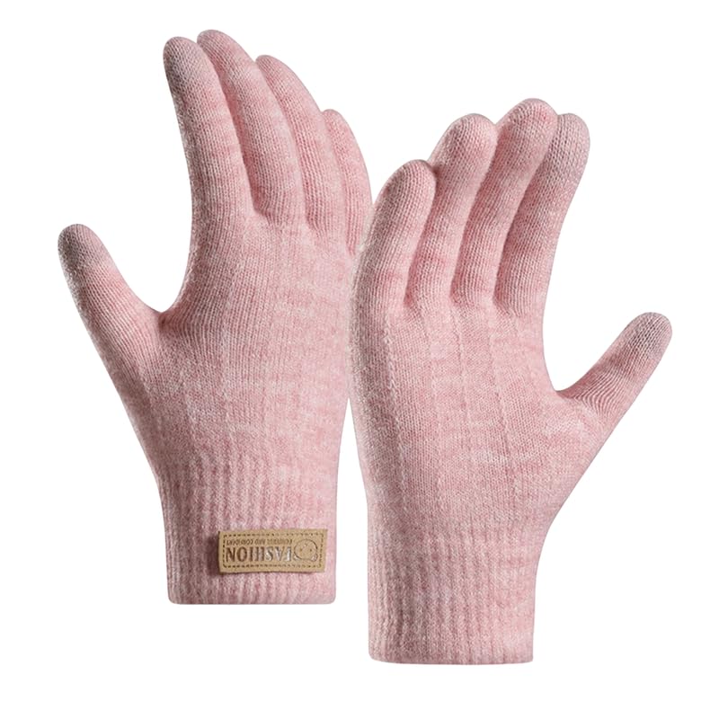 Women Winter Warm Woolen Knitted Hand Gloves Soft Fur Fleece for Women and Girls Knit Acrylic Wool Touchscreen Finger Rabbit Ears Glove-image-17