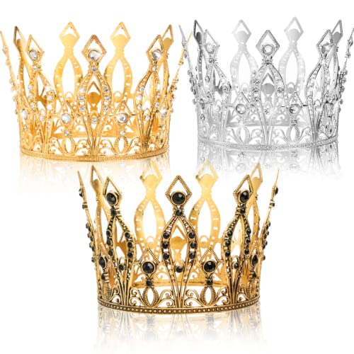 ZENFUN Set mit 3 Kronen-Kuchendekorationen, Kristall-Tiara, Prinzessinnen-Haarschmuck, Perlen-Strass-Mini-Krone, Kronen für Babypartys, Geburtstagsfeiern, Prinzessinnen-Motto-Partys, 3 Farben Cover