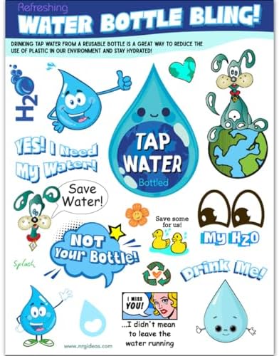 Water Bottle Stickers for Kids Education Series Save Water with Conservation Bling! image 4