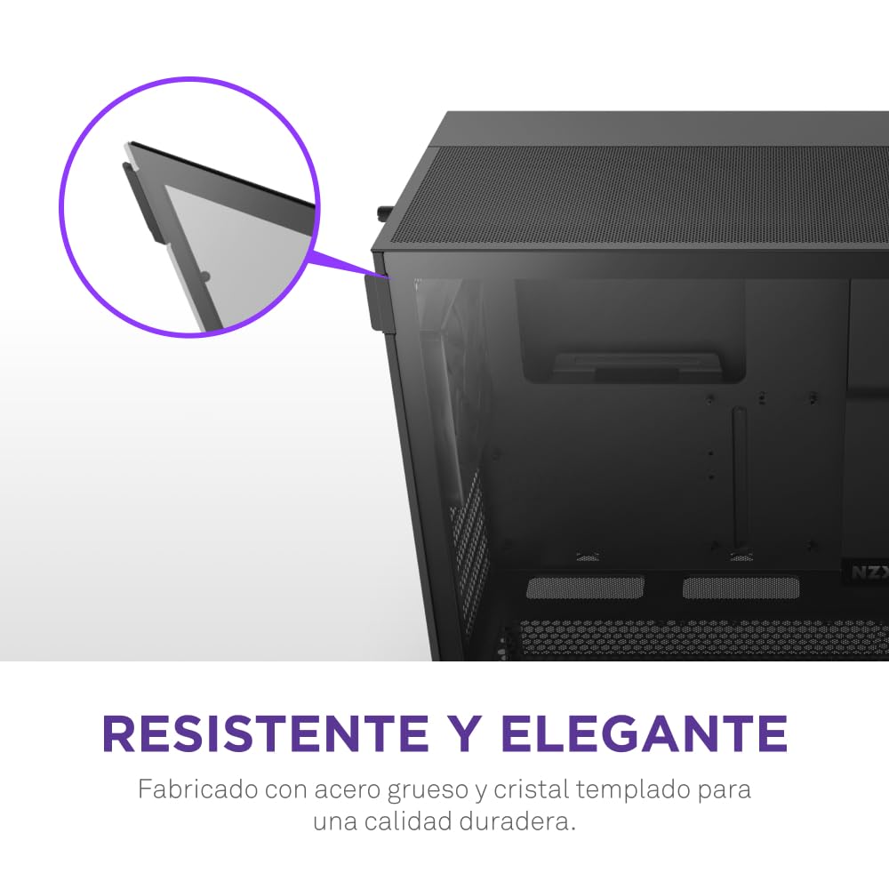 NZXT H5 Flow - Caja PC Semitorre ATX Compacta - Negro | Semitorre compacta con 2 ventiladores de 120mm, soporte de radiador frontal de 360mm y vidrio templado. Ideal primer montaje.