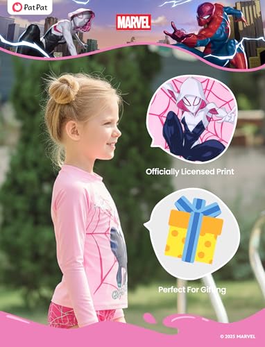 Image of Disney Frozen Elsa Stitch Marvel Toddler Girl Two Piece Long Sleeve UPF50+ Swimsuit Rashguard Sets Bathing Suit