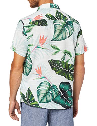 JAB Camisa Manga Curta Folhas Masculino, Tam G, Branco
