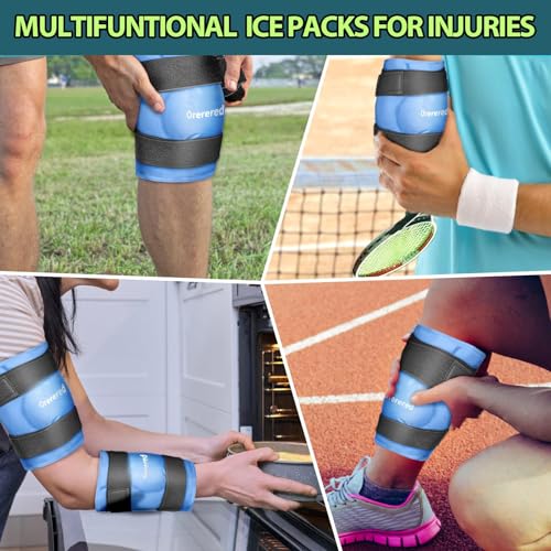 Image of Ice Packs for Injuries Reusable Knee Gel Ice Pack Wrap for Swelling Blue | Pliable Low-Freeze Gel, Multi-Joint Pain Relief, Hands-Free Secure Strap, Accelerated Recovery Tool, Large