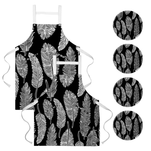 Tablier de cuisine pour nettoyage restaurant et travail avec 4 broches lot de 2