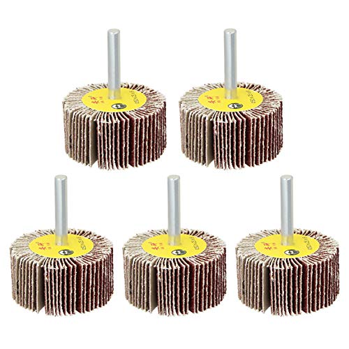 Utoolmart 50mm Flap Wheels Shank Mounted Sanding Disc Abrasive Wheel 80 Grits 5 Pcs