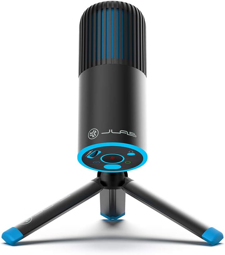 JLab Talk Go USB Microphone, USB-C Output, Cardioid or Omnidirectional, 96k Sample Rate, 20Hz, 20kHz Frequency Response, Volume Control and Quick Mute, Plug and Play