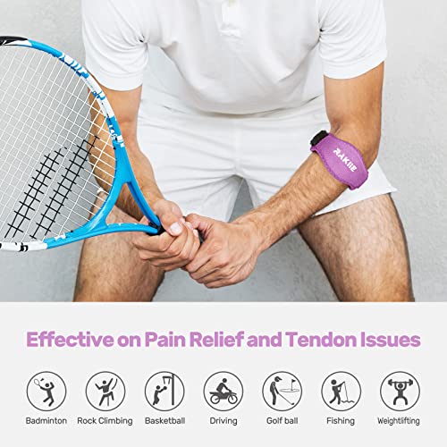 Image of Rakiie Elbow Brace for Tendonitis, Adjustable Golf and Tennis Elbow Relief for Men and Women (2, Plum)