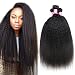 Brazilian Kinky Straight Human Hair 3 Bundles 18 20 22 Inch Yaki Straight Human Hair Weft Unprocessed Brazilian Virgin Human Hair Kinkys Straight Weave Bundles Natural Color