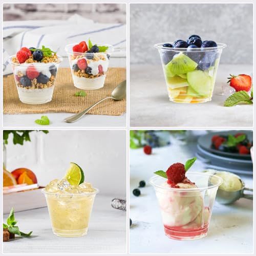 image for Dealusy 100 Pack 9 oz Clear Plastic Cups, Sturdy & Food Safe Disposabl