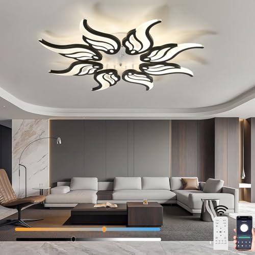 Plafonnier LED salon moderne avec télécommande pour ambiance repas