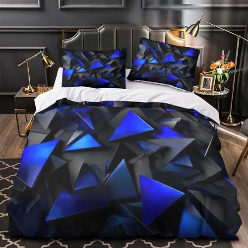 Housse de couette imprimé 3D oiseaux à fleurs bleues 220x240 parure de lit microfibre King - 2