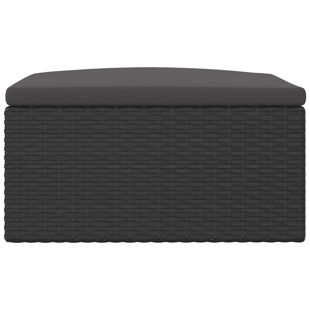 vidaXL Tabouret de Jardin avec Coussin, Repose-Pied de Terrasse, Pouf de Patio, Meuble d'Extérieur Arrière-Cour, Noir Résine Tressée