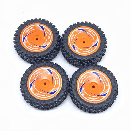 KingVal Replacement Front and Rear Wheel Tire Combo RC Spare Parts Compatible with WLtoys 124010 RC Car (Orange)