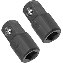 TA-VIGOR 2Pcs 1/4 Inch Drive F to 3/8 Inch M Socket Reducer Adapter, Chrome Vanadium Steel Cr-V Impact Grade Converter with Spring Ball Detent, Black