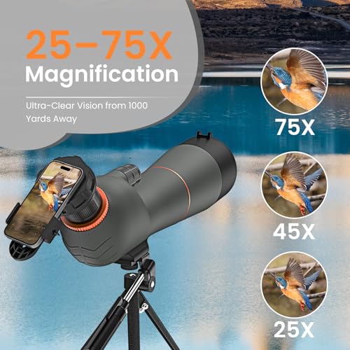 Image of Spotting Scope 25-75x85 - Dual Focusing Spotter Scope, with Tripod & Phone Adapter, Ideal for Bird Watching & Wildlife Observing
