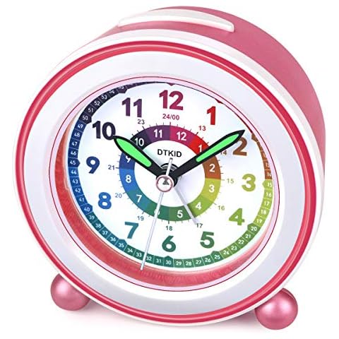DTKID Children Silent Alarm Clocks Bedside Non Ticking Battery Powered Table Clocks for Boys Girls Luminous Large Display Snooze Light Function for Bedroom Office [Energy Class A+++] Cover