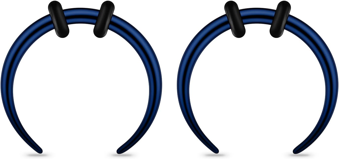 2pcs 4pcs Stainless Steel Nose Ear Rings Crescent Pincher Septum Taper Rings C Shape Buffalo Horseshoes Hoops Body Piercing Jewelry 10-18G