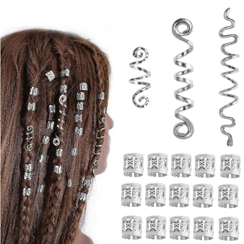 Hair Beads for Braids 18 Pieces, Dreadlocks Hair Beads, Dreadlock Accessories, Hair Coil, Braid Rings