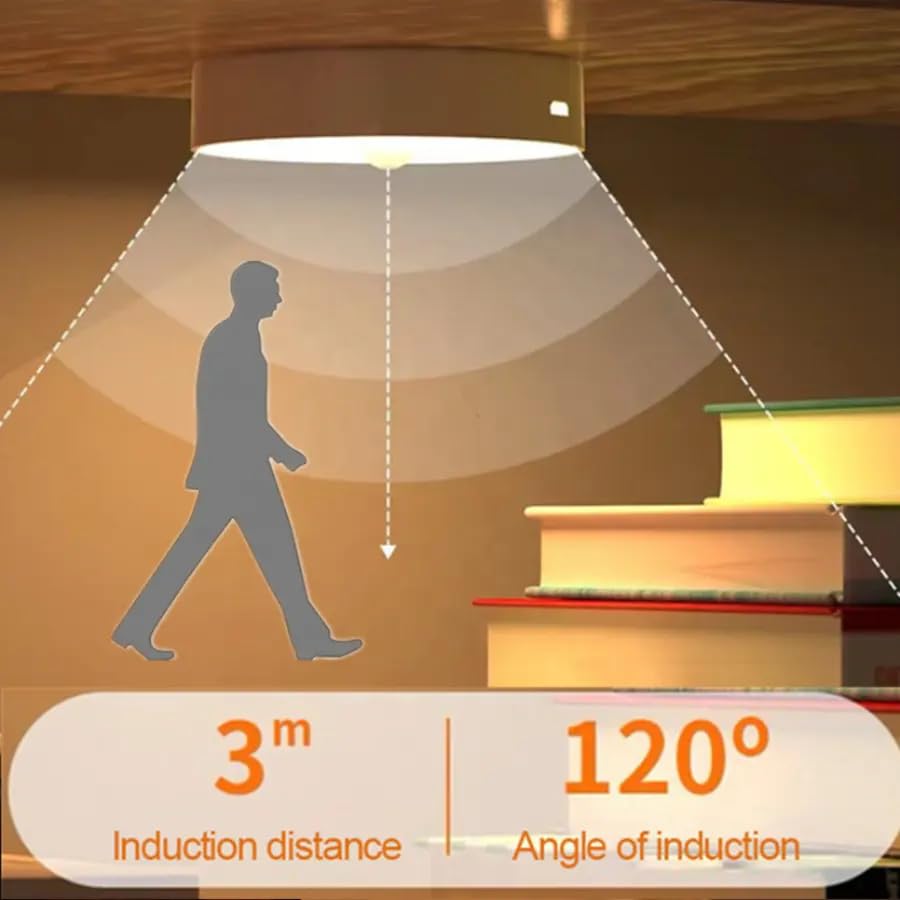 VIVITO Motion Sensor LED Night Light | Wireless, USB Rechargeable, Self-Adhesive | Automatic Lighting for Wardrobe, Stairs, Kitchen, Closet & More (Pack of 2, White) 4
