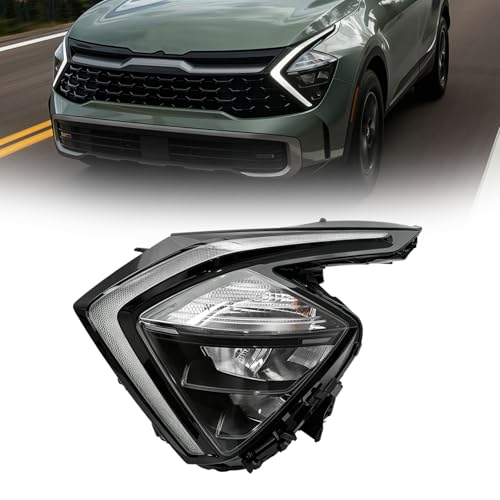LED Headlight Assembly Compatible with 2023 2024 Kia Sportage with Bulbs(Driver Left Side)