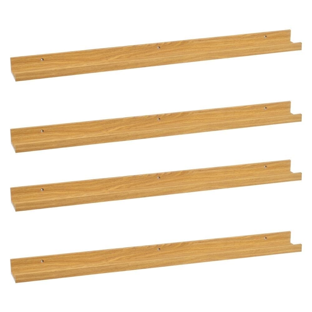 4 estantes flotantes de pared de madera color roble de 100x9,5x5 cm