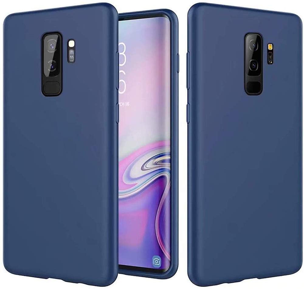 EMODIL Case for Samsung Galaxy S9 Plus - Blue Slim Fit Silicone Matte Back Cover - Wireless Charging Compatible