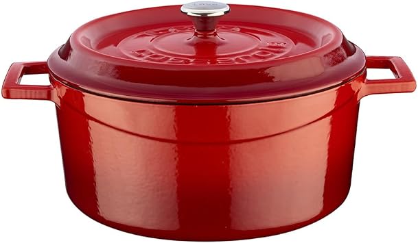 Lava Döküm Yuvarlak Tencere, Trendy, 24 cm, 4.49 L Hacim, Kırmızı