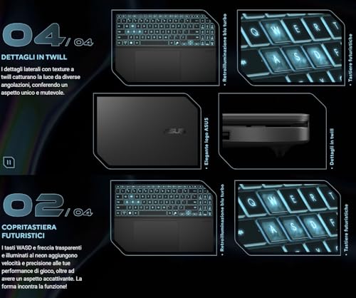 Notebook Gaming, CPU Intel Core 7 240H 5,2 GHz, RAM 32GB DDR5, SSD 1TB NVMe, NVIDIA GeForce RTX 5050 8GB, Display 16" FHD IPS, WiFi 6E, Tastiera Retroilluminata, Win 11 Pro, Portatile QWERTY - Notebook - Immagine 7