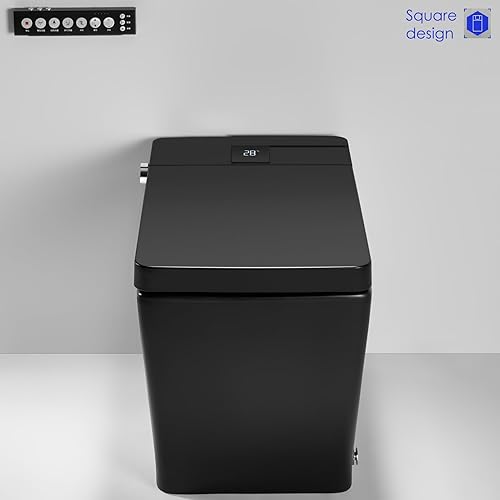 Miniatura 6 de Inodoro inteligente cuadrado  Inodoro inteligente sin tanque de alta gama con bidé integrado, tapa de apertura y cierre automático, asiento térmico,